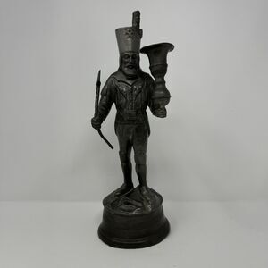German Pewter Stamped August Weygang 1726 Miner in Costume Candle Holder